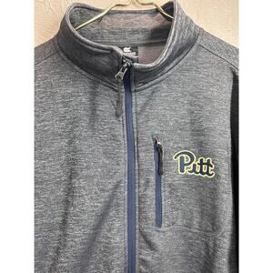 Pitt Panthers Jacket Mens‎ Gray Full Zip Mock Neck NCAA Sports Zip Pockets XL